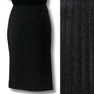 REITMANS Black ribbed pencil skirt ~ Y2K goth MEDIUM LARGE striped lined skirt